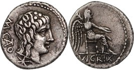 M. CATO, 89 BC. AR, quinarius.