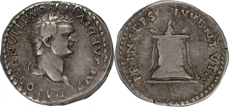 DOMITIAN, Caesar, AD 69-81. AR, denarius (19mm, 3,22g, 6). Struck under Titus, A...