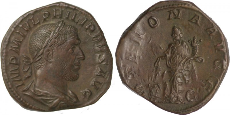 PHILIP I, AD 244-249. AE, Sestertius (30mm, 17,61g, 11h), Rome mint, Struck AD 2...