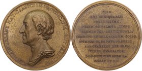 France, 1798. Bronze medal of JEAN-JACQUES BARTHELEMY by Duvivier.