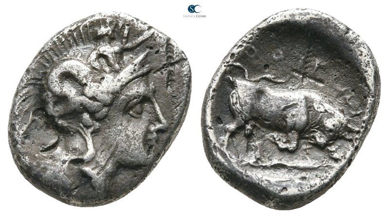 Lucania. Thourioi circa 400-300 BC. 
Triobol AR

13 mm., 1,45 g.



nearl...