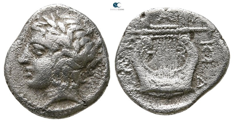 Macedon. Chalkidian League. Olynthos 400 BC. 
Tetrobol AR

15 mm., 2,11 g.
...
