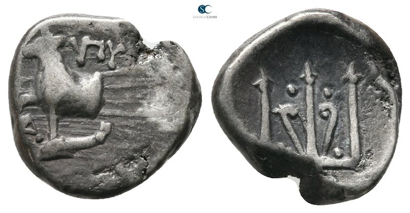 Thrace. Byzantion circa 387-340 BC. 
Hemidrachm AR

13 mm., 1,87 g.



ne...