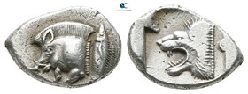 Mysia. Kyzikos circa 480-450 BC. Diobol AR
