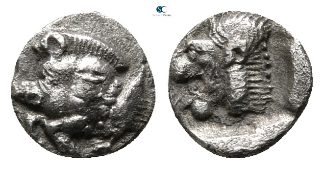 Mysia. Kyzikos circa 480-450 BC. 
Hemiobol AR

6 mm., 0,29 g.



very fin...