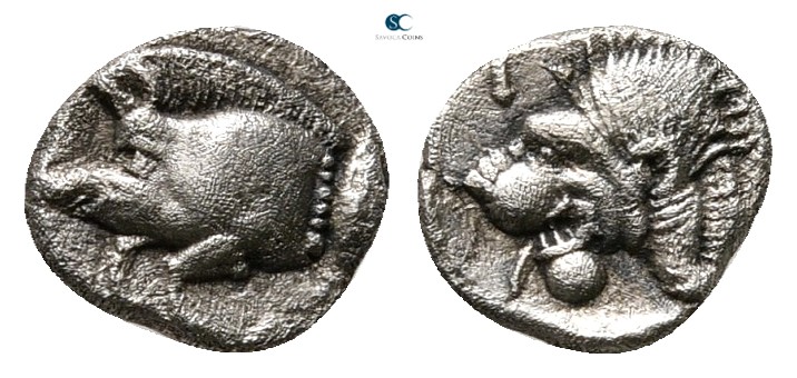 Mysia. Kyzikos 450-400 BC. 
Hemiobol AR

8 mm., 0,35 g.



very fine