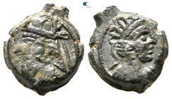 Kings of Parthia. Seleukeia on the Tigris mint. Vologases IV AD 147-191. Dichalkon Æ