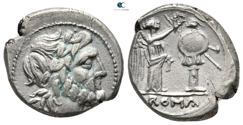 Anonymous 211-208 BC. Rome
Victoriatus AR

17 mm., 3,23 g.



very fine