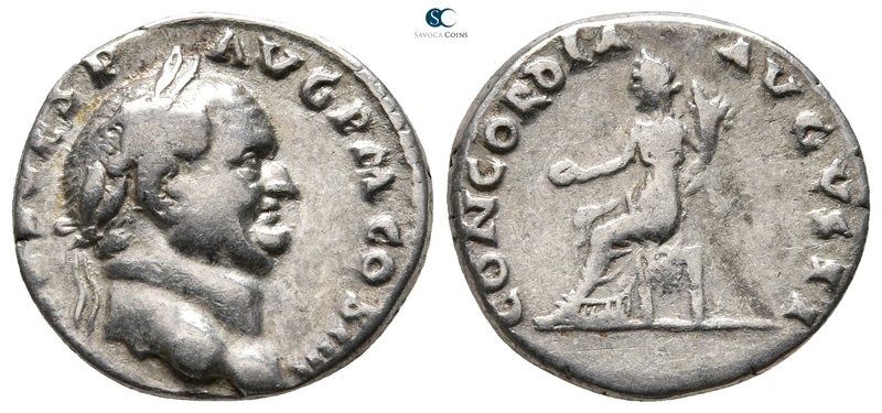 Vespasian AD 69-79. Rome
Denarius AR

18 mm., 3,28 g.



very fine