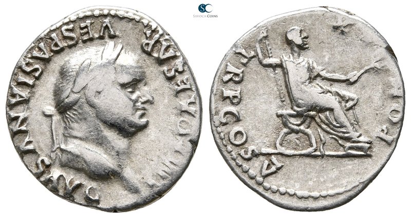 Vespasian AD 69-79. Rome
Denarius AR

19 mm., 3,38 g.



nearly very fine