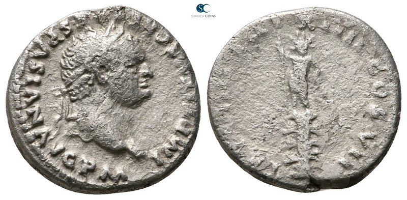 Titus AD 79-81. Rome
Denarius AR

18 mm., 2,82 g.



nearly very fine