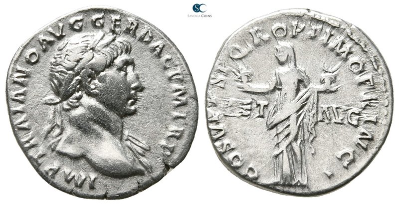 Trajan AD 98-117. Rome
Denarius AR

18 mm., 3,08 g.



very fine
