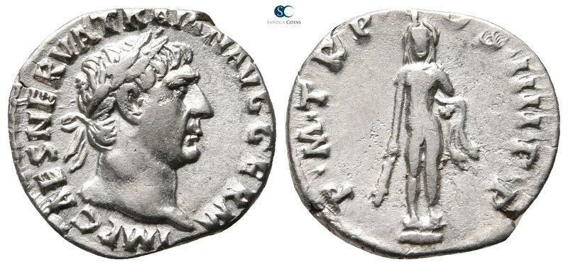 Trajan AD 98-117. Rome
Denarius AR

18 mm., 3,42 g.



nearly very fine