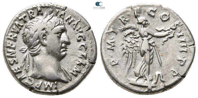 Trajan AD 98-117. Rome
Denarius AR

18 mm., 3,30 g.



very fine