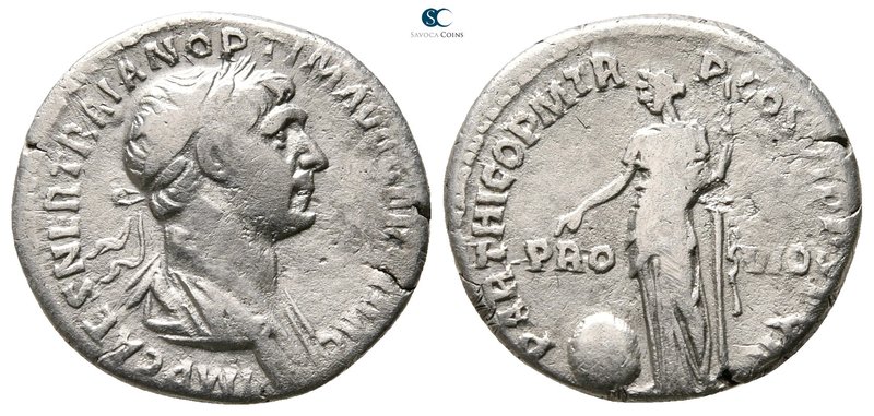 Trajan AD 98-117. Rome
Denarius AR

18 mm., 2,89 g.



very fine