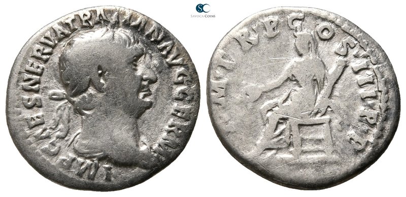 Trajan AD 98-117. Rome
Denarius AR

19 mm., 2,71 g.



nearly very fine