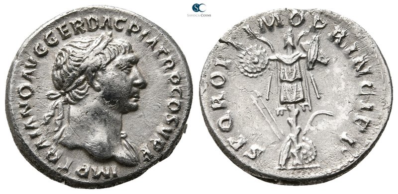 Trajan AD 98-117. Rome
Denarius AR

20 mm., 3,35 g.



very fine