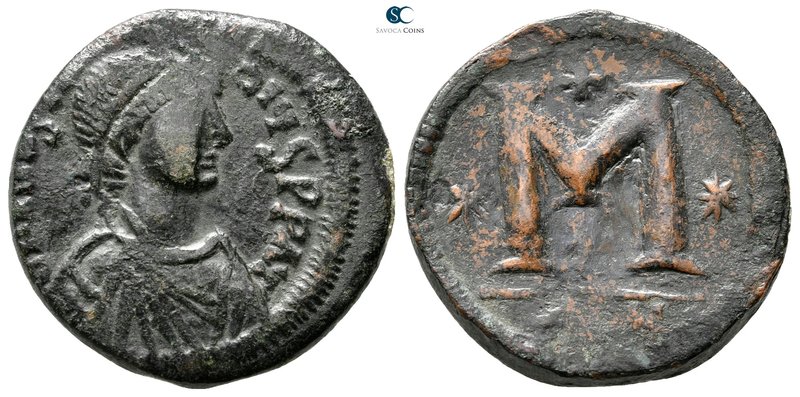 Anastasius I AD 491-518. Constantinople
Follis Æ

24 mm., 7,88 g.



near...