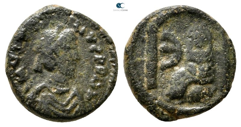 Justin I AD 518-527. Antioch
Pentanummium Æ

13 mm., 1,52 g.



nearly ve...