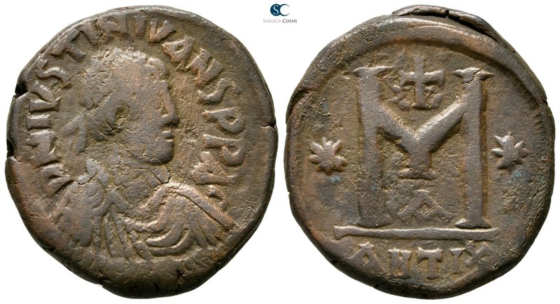 Justinian I AD 527-565. Antioch
Follis Æ

33 mm., 18,24 g.



nearly very...