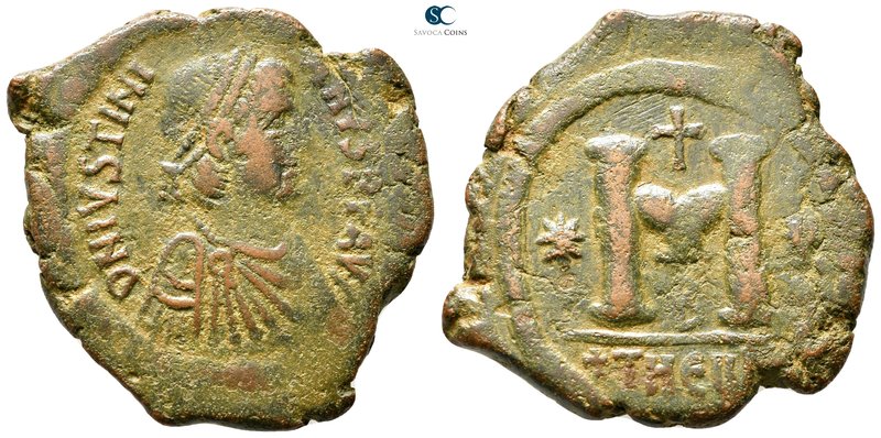 Justinian I AD 527-565. Theoupolis (Antioch)
Follis Æ

35 mm., 14,90 g.


...