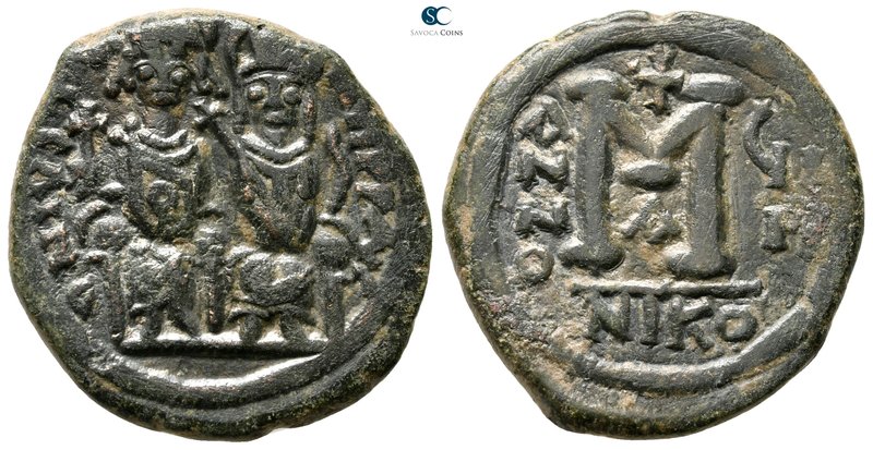 Justin II and Sophia AD 565-578. Nikomedia
Follis Æ

28 mm., 10,42 g.



...