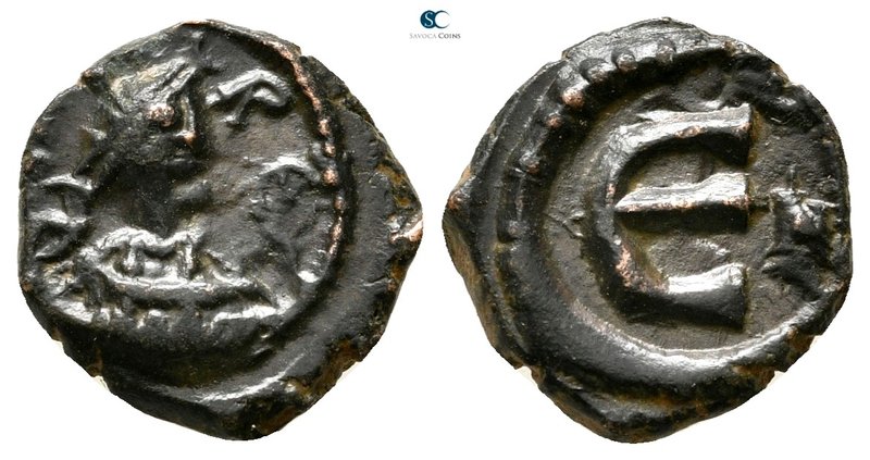 AD 582-602. Maurice Tiberius (?). Nikomedia
Pentanummium Æ

14 mm., 1,40 g.
...