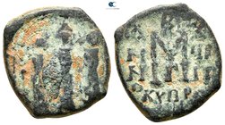 Heraclius & H.Constantine & Martina AD 610-641. Uncertain mint in Cyprus. Follis Æ