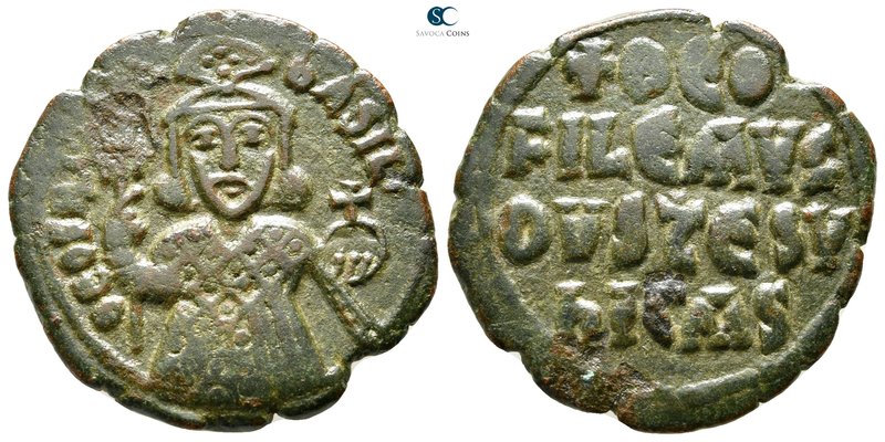 Theophilus AD 829-842. Constantinople
Follis Æ

27 mm., 6,89 g.



very f...