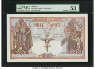 Algeria Banque de l'Algerie 1000 Francs 25.1.1938 Pick 83a PMG About Uncirculated 53. A stunning example of this large format banknote, in which all t...