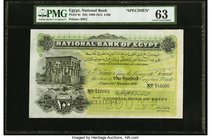 Egypt National Bank of Egypt 100 Pounds 20.11.1904 Pick 6s Specimen PMG Choice Uncirculated 63. A show stopper highest denomination Specimen from the ...