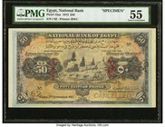 Egypt National Bank of Egypt 50 Pounds 3.9.1913 Pick 15as Specimen PMG About Uncirculated 55. An important and rare higher denomination type featuring...