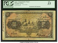 Egypt National Bank of Egypt 50 Pounds 15.11.1919 Pick 15b PCGS Fine 15. A Pick 15b that was once part of the Ruth Hill Collection. This is the only e...