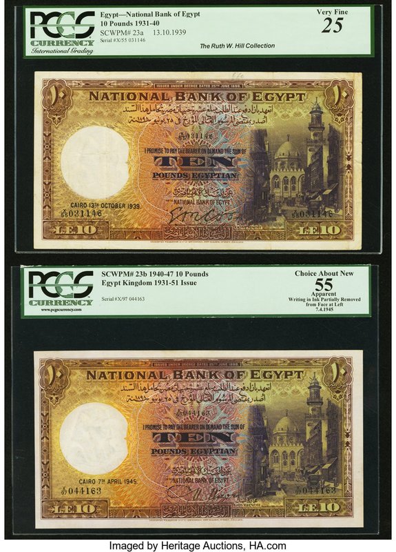 Egypt National Bank of Egypt 10 Pounds 13.101939; 7.4.1945; 20.4.1945; 16.5.1951...