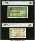 Egypt Egyptian Government 10 Piastres; 5 Piastres 27.5.1917; 1.6.1918 Pick 160bs; 162 Two Examples, Including a Specimen PMG Choice About Uncirculated...