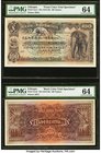 Ethiopia Bank of Abyssinia 100 Thalers ND (1915-1929) Pick 4cts1; 4cts2 Front and Back Color Trial Specimens PMG Choice Uncirculated 64 (2). A handsom...