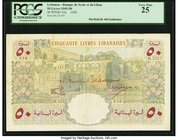 Lebanon Banque de Syrie et du Liban 50 Livres 1950 Pick 52a PCGS Very Fine 25. Lebanon gained independence from France in 1943, and Syria in 1945. Thi...