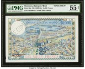 Morocco Banque d'Etat du Maroc 10,000 Francs ND (1953-55) Pick 50s Specimen PMG About Uncirculated 55 Net. Another example of this popular high denomi...