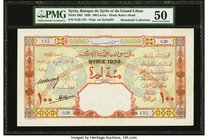Syria Banque de Syrie et du Grand-Liban 100 Livres 1939 Pick 39D PMG About Uncirculated 50. An impressive, highest denomination, large format issued b...