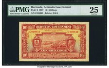 Bermuda Bermuda Government 10 Shillings 30.9.1927 Pick 4 PMG Very Fine 25. One has to look carefully, but a portrait of King George V is seen on the f...