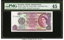 Bermuda Bermuda Government 10 Pounds 28.7.1964 Pick 22 PMG Choice Extremely Fine 45. A beautiful, lightly circulated example of this highest denominat...
