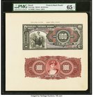 Brazil Thesouro Nacional 100 Mil Reis ND (1909) Pick 65p Front and Back Proofs PMG Gem Uncirculated 65 EPQ. An impressive pair of Proofs printed by AB...