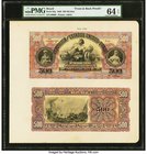 Brazil Thesouro Nacional 500 Mil Reis 1896 Pick 83p Front and Back Proofs PMG Choice Uncirculated 64 EPQ. A handsome presentation piece created by the...