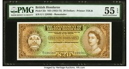 British Honduras Government of British Honduras 20 Dollars ND (1952-73) Pick 32r Remainder PMG About Uncirculated 55 EPQ. An interesting and peculiar ...