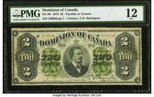 Canada Dominion of Canada $2 1.6.1878 DC-9b PMG Fine 12. Both rare and widely sought after, this 1878 issue has an excellent appearance for its grade ...