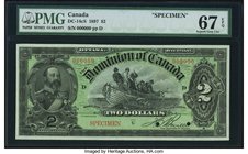 Canada Dominion of Canada $2 2.7.1897 DC-14cS Specimen PMG Superb Gem Unc 67 EPQ. An always elusive design featuring fishing and the Prince of Wales, ...