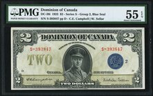 Canada Dominion of Canada $2 23.6.1923 DC-26i PMG About Uncirculated 55 EPQ. A handsome and unusually choice example of this popular, large format typ...