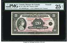Canada Bank of Canada $20 1935 BC-10 "French" PMG Very Fine 25 Net. The French Text type of this popular note is far scarcer than its English counterp...