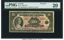 Canada Bank of Canada $20 1935 BC-10 "French" PMG Very Fine 20. The French Text version of this note is far scarcer than the English, with a price to ...