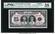 Canada Bank of Canada $25 6.5.1935 BC-11 "Commemorative" PMG Choice About Unc 58. An especially bright and colorful example of this commemorative note...